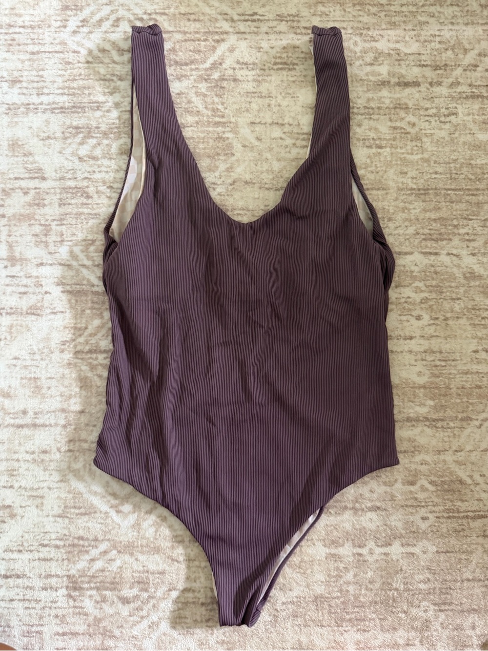Mai swimwear Ribbed Scoop One-Piece Swimsuit in Mauve Brown